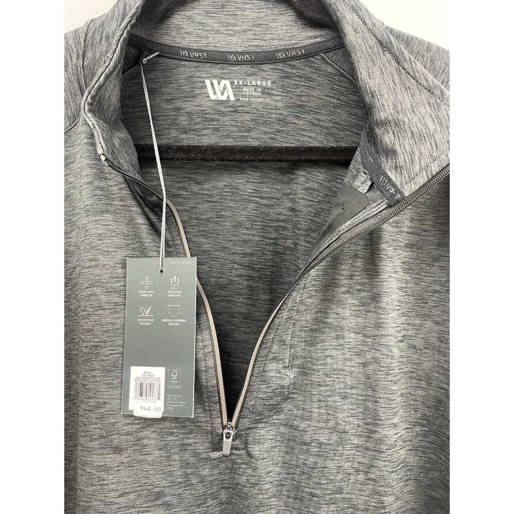 VRST MEN'S RUN WARM 1/2 ZIP DARK GREY HEATHER PULLOVER SIZE XXL - Picture 8 of 16